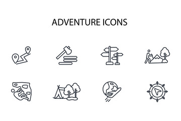 Adventure icon set.vector.Editable stroke.linear style sign for use web design,logo.Symbol illustration.