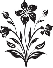 Chic Inked Petal Odyssey Black Floral Emblem Vectors Noir Gardenia Impressions Hand Drawn Vector Logo Sketches