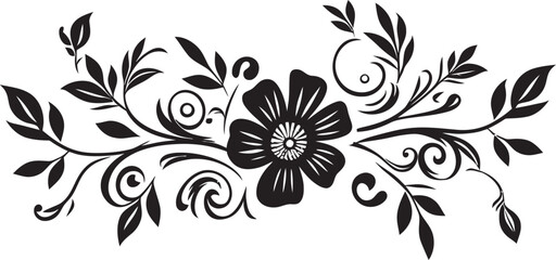 Elegant Florals Handcrafted Design in Black Artistic Petals Hand Drawn Floral Vector Icon