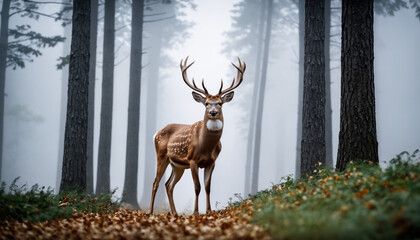Majestic Deer in Forest Natural Habitat