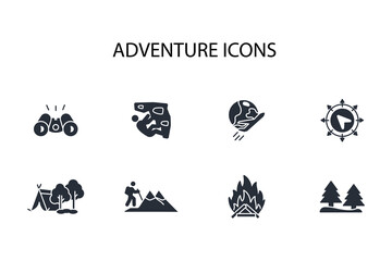 Adventure icon set.vector.Editable stroke.linear style sign for use web design,logo.Symbol illustration.