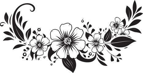 Artistic Petals Hand Drawn Floral Vector Icon Intricate Vines Hand Drawn Black Logo Design