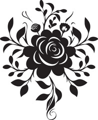 Noir Petal Harmony Handcrafted Floral Vector Sketches Ethereal Inked Bouquets Noir Logo Iconic Elements