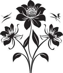 Monochrome Floral Serenade Noir Vector Logo Whispers Noir Blossom Melodies Intricate Hand Drawn Florals