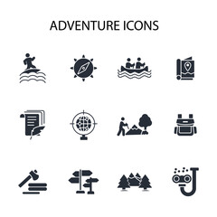 Adventure icon set.vector.Editable stroke.linear style sign for use web design,logo.Symbol illustration.