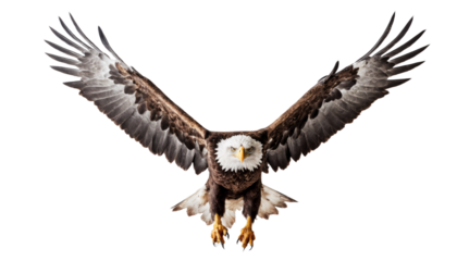 Majestic American Bald Eagle in action on transparent background, PNG