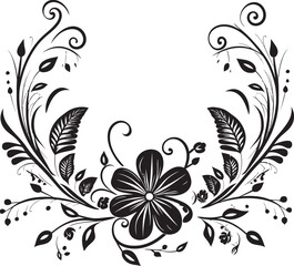 Whimsical Inked Flora Moody Black Iconic Chronicles Artistic Noir Gardenia Dreams Intricate Vector Sketches