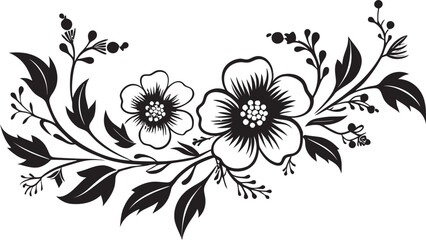 Ink Noir Botanical Harmony Vintage Hand Drawn Florals Elegant Floral Noir Monotone Vector Logo Artistry