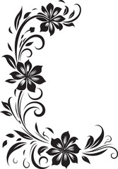 Sketchbook Blossoms Hand Drawn Floral Emblem Botanical Artistry Black Vector Design