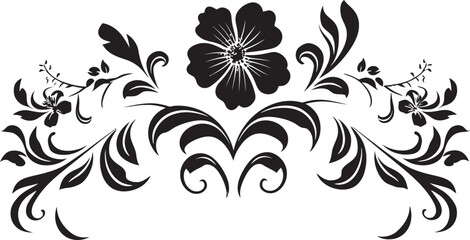 Botanical Noir Hand Drawn Floral Vector Collection Elegant Ink Blooms Black Floral Design Elements