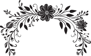 Moody Botanicals Inked Floral Iconography Vintage Florals Noir Vector Logo Sketches