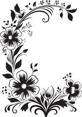 Floral Imprints Handcrafted Black Icon Design Natures Sketch Floral Vector Logo in Black