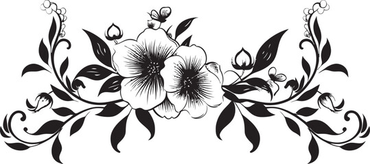 Vintage Noir Bloom Studies Black Vector Floral Icons Artistic Noir Botanicals Hand Drawn Emblem Sketches