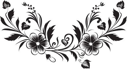Ink Noir Gardenia Black Vector Logo Sketches Noir Blossom Symmetry Handcrafted Floral Elements