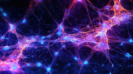 Artificial intelligence in the form of a glowing neural network on a dark background brain electricity