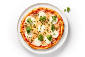 Tasty Pizza on the White Plate Fast food Background ai generated