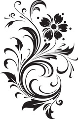 Flowing Botanical Silhouette Black Logo Icon Delicate Hand Drawn Petals Elegant Logo Detail