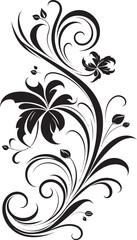 Sculpted Blossom Accent Black Design Element Intriguing Botanical Illustration Iconic Vector