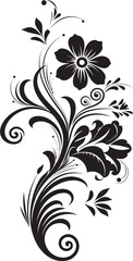 Flowing Botanical Silhouette Black Logo Icon Delicate Hand Drawn Petals Elegant Logo Detail
