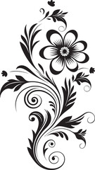 Elegant Floral Impression Iconic Vector Organic Noir Bouquet Hand Drawn Emblem