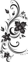 Organic Noir Bouquet Hand Drawn Emblem Botanical Noir Artistry Black Icon Design