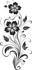 Elegant Floral Intricacy Black Vector Botanical Noir Emblem Vector Logo