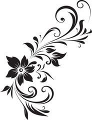 Botanical Noir Emblem Vector Logo Noir Petal Swirl Hand Drawn Iconic