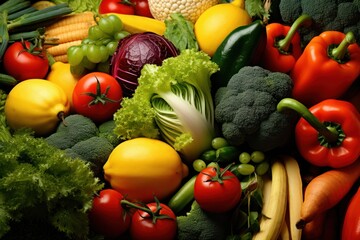 background of vegetables and fruits. healthy eating concept, vegetarianism