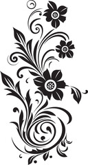 Elegant Floral Intricacy Iconic Black Hand Drawn Noir Vines Vector Design
