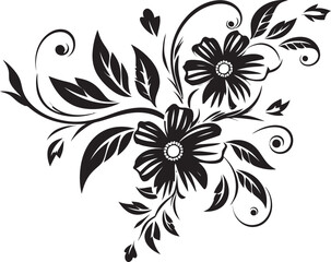 Inky Botanical Flourish Iconic Black Botanical Noir Design Hand Drawn Icon