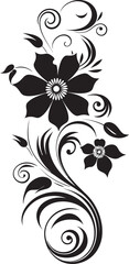 Noir Floral Chic Vector Logo Design Artistic Petal Scrolls Black Icon Emblem