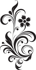 Intricate Noir Vines Iconic Hand Drawn Design Elegant Noir Botanical Emblem Vector Logo Icon