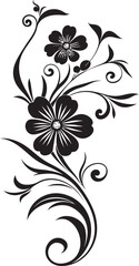 Hand Drawn Floral Essence Black Vector Design Element Artistic Floral Detailing Handcrafted Iconic Logo