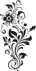 Timeless Floral Curves Hand Drawn Vector Emblem Gentle Blossom Accent Black Design Icon Element