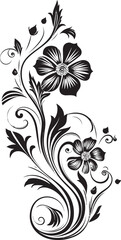 Gentle Blossom Accent Black Design Icon Element Majestic Botanical Illustration Iconic Vector Logo