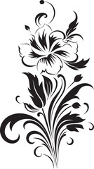 Noir Bloom Elegance Invitation Card Decorative Graphics Ethereal Inked Botanicals Black Vector Emblem Decor