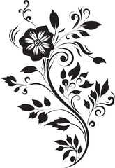 Obraz premium Organic Noir Blooms Hand Rendered Vector Icon Element Intricate Botanical Details Hand Drawn Black Emblem