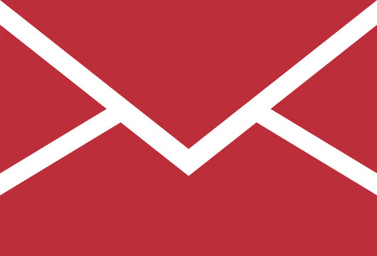 Red email icon. red and white background
