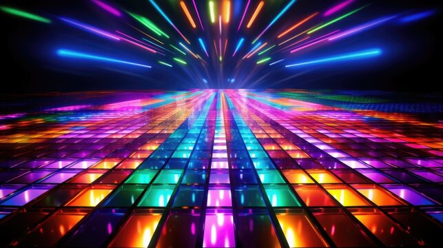 dj dance floor with colored lights,