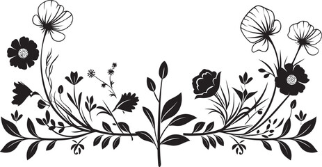 Vintage Floral Touches Invitation Card Vector Embellishments Artistic Noir Flourishes Black Logo Decorative Elements