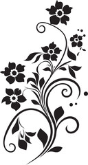 Artistic Floral Essence Black Vector Logo Icon Intricate Noir Blossom Hand Rendered Vector Emblem