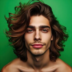 white latino 22 years old man, wavy hair semi long hairstyle, extreme high-angle closeup from above, center view