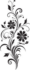 Intricate Botanical Artistry Black Hand Drawn Emblem Elegant Noir Vines Handcrafted Vector Logo Icon