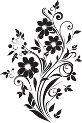 Mystical Floral Essence Handcrafted Iconic Logo Dynamic Noir Blooms Black Vector Logo Element