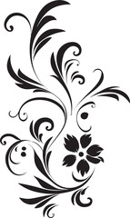 Chic Floral Intricacies Handcrafted Vector Emblem Whimsical Noir Bouquet Black Iconic Logo Element