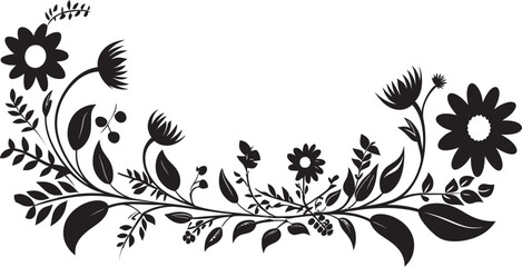 Monochrome Inked Bouquets Invitation Card Decorative Art Ink Noir Petal Patterns Black Floral Iconic Accents