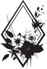 Elegant Noir Petal Arrangement Minimalist Icon Sleek Handcrafted Blooms Black Vector Logo