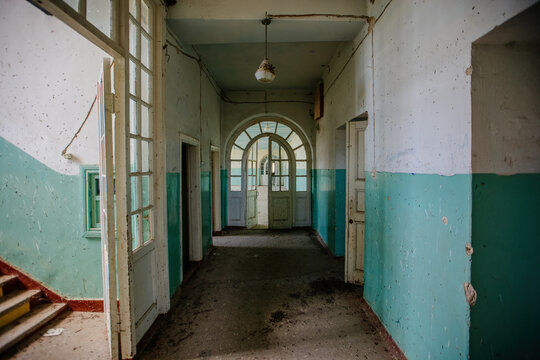 Dark corridor of old abandoned building