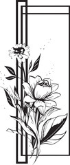 Elegant Minimalist Bouquet Black Vector Logo Element Sleek Floral Abstraction Hand Drawn Iconic Emblem