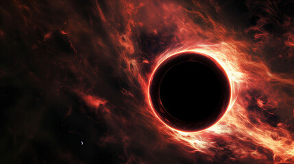 Majestic Black Hole Engulfing Light in a Starry Galaxy - obrazy, fototapety, plakaty